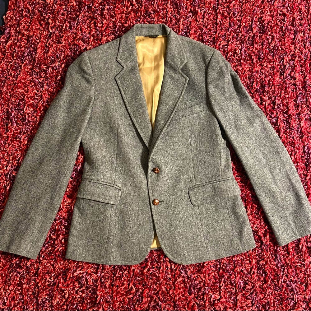 LORD & TAYLOR Gray Wool Silk Lined Blazer Size 10 FREE SHIPPING